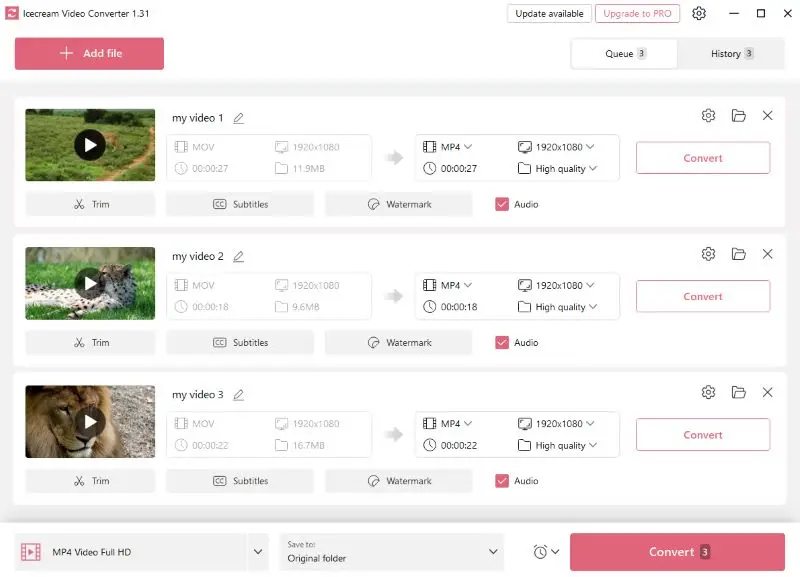 在 Icecream Video Converter 轉換影片 適用於Windows的視頻轉換器