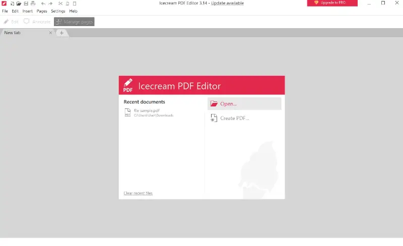 Ouvrir le fichier pour ajouter des pages PDF dans Icecream PDF Editor