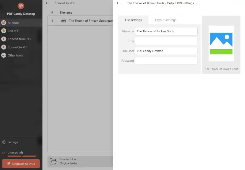 Convert a document to PDF in PDF Candy Desktop - settings Convert a document to PDF in PDF Candy Desktop - settings