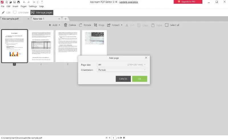 Insérer une page vierge dans un PDF sur ordinateur à l'aide d'Icecream PDF Editor