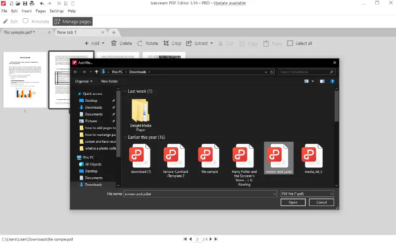 Insérer des pages dans un PDF à l'aide d'Icecream PDF Editor