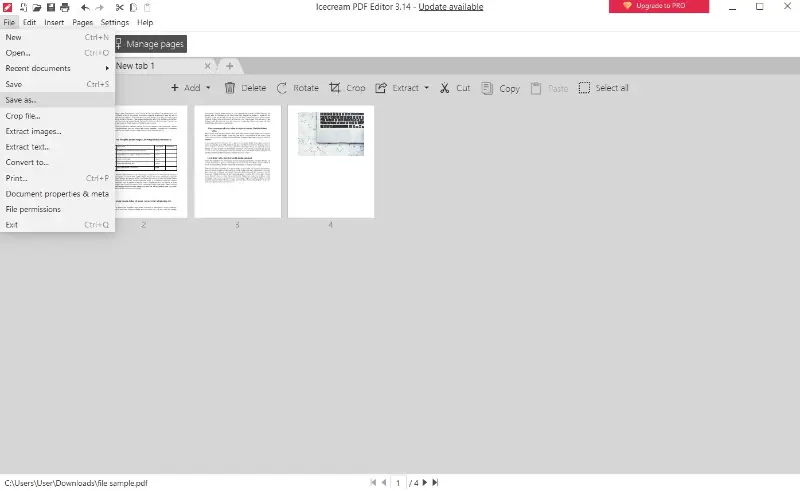 Enregistrer le PDF résultant avec les nouvelles pages dans Icecream PDF Editor
