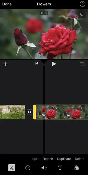Edycja filmów przed połączeniem w iMovie na iOS