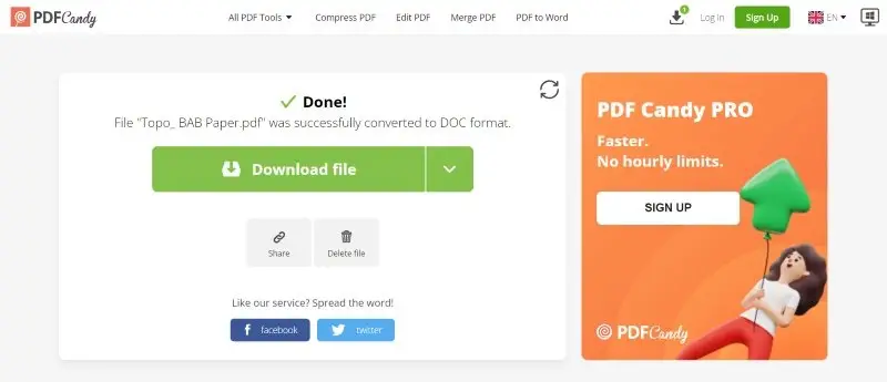 PDF Candy Çevrimiçi PDF'den Word'e Dönüştürücü
