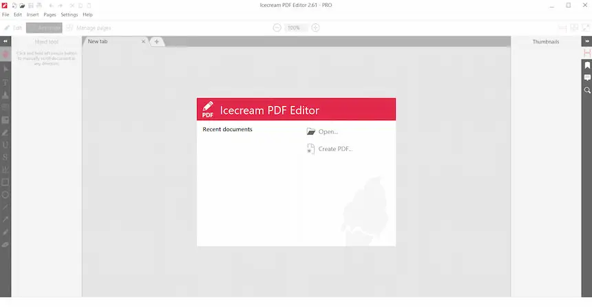 Главное окно PDF редактора на русском Icecream PDF Editor