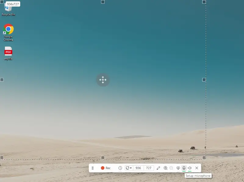 Icecream Screen Recorder - choosing the capture area