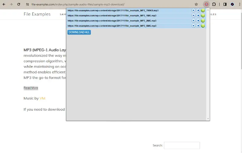 Using MP3 Downloader Google Chrome browser extension to convert URL to MP3