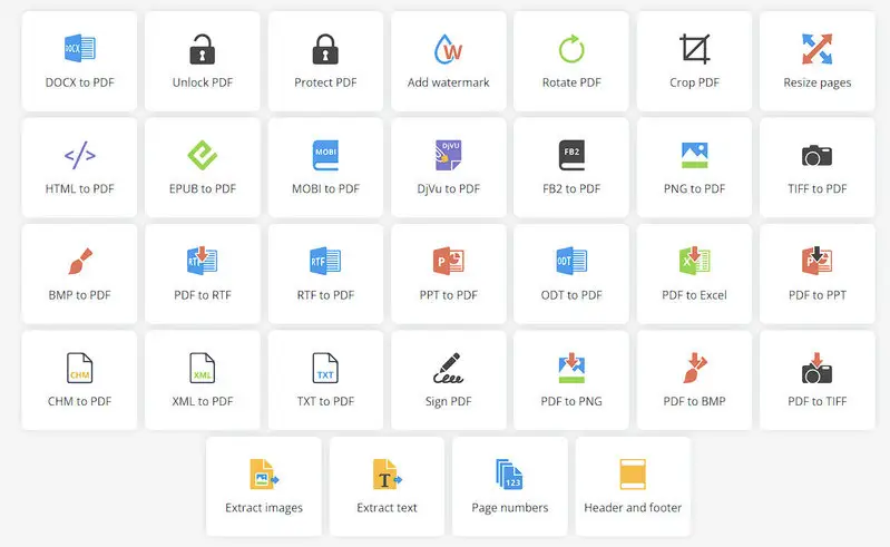 Online PDF converter - features