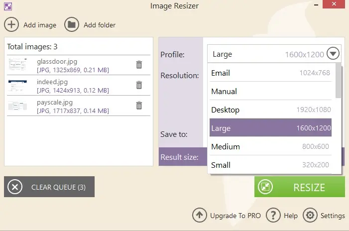 Increase picture size using Icecream Image Resizer