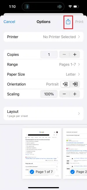 Konwertuj HTML do PDF w przeglądarce Safari na iOS