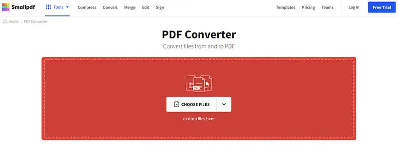 Конвертация PDF документа онлайн с помощью Small PDF