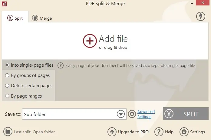 PDF splitter for Windows
