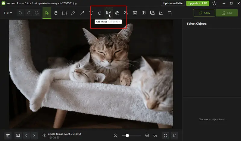 Add image tool of Icecream Photo Editor