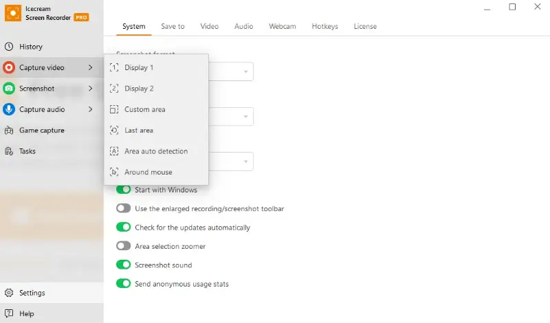 Choose the area to screen record on HP laptop in Icecream Screen Recorder