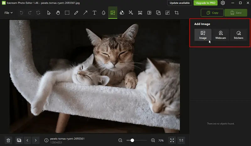 Select a source to add image from in Icecream Photo Editor