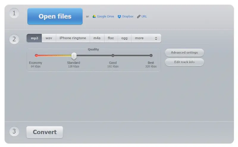 Change audio format online with Online Audio Converter