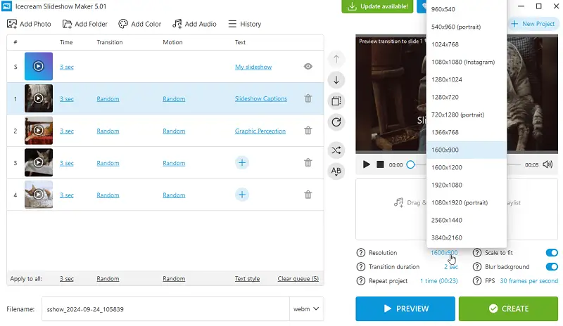 Text slide resolution
