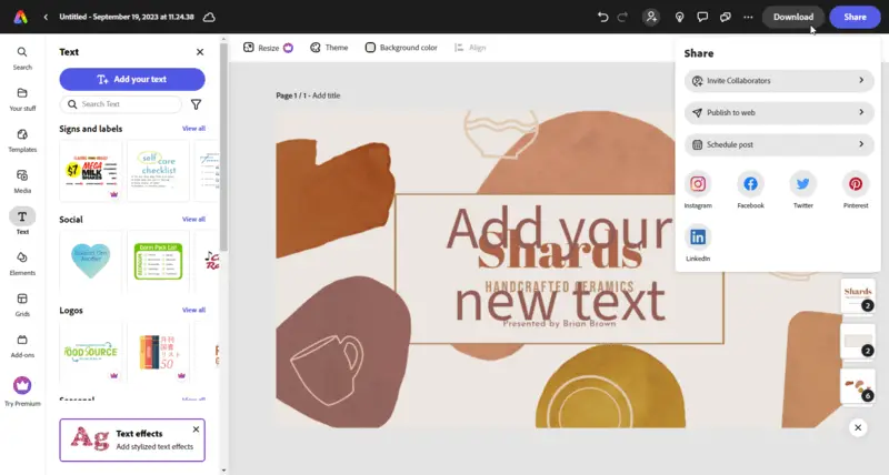 Создание презентации онлайн в сервисе Adobe Express