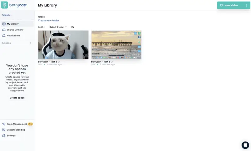 Library of the recorded videos in Berrycast