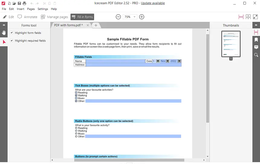 Cómo rellenar un formulario en PDF con Icecream PDF Editor