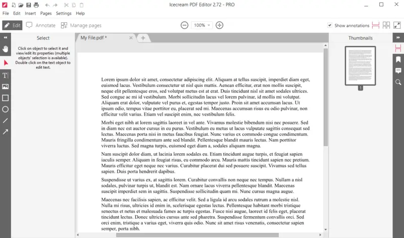 Stuknij Edytuj, aby przejść do trybu edycji PDF