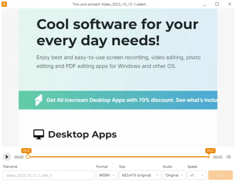 Icecream Screen Recorderで録画したビデオを編集する
