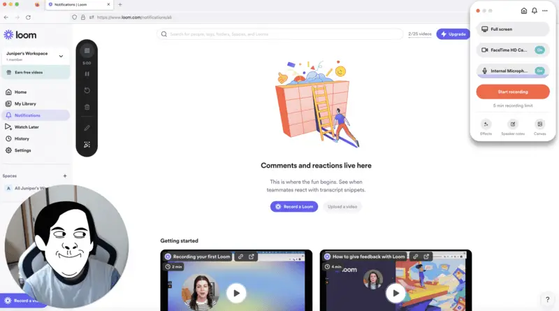 Loom online screen and webcam recorder