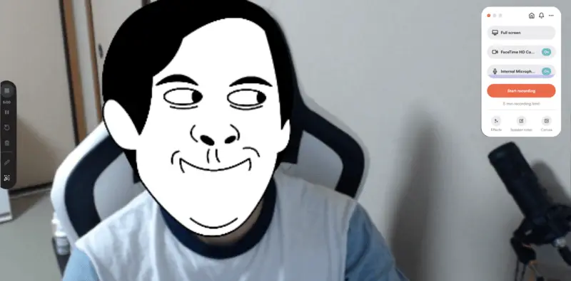 Record a video of yourself with webcam in Loom