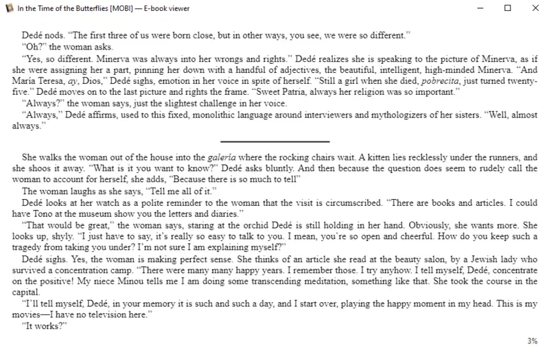 Reading MOBI file in Calibre Ebook Reader