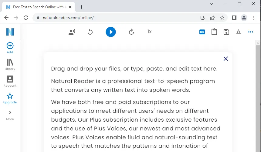 NaturalReader online interface NaturalReader online interface