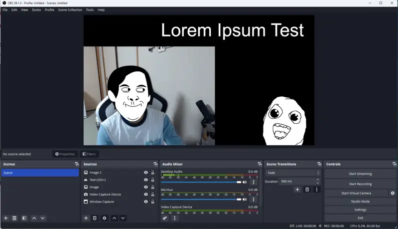 OBS - live streaming software with webcam recorder