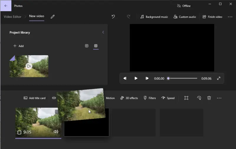 Przeciągnij multimedia na oś czasu w aplikacji Zdjęcia
