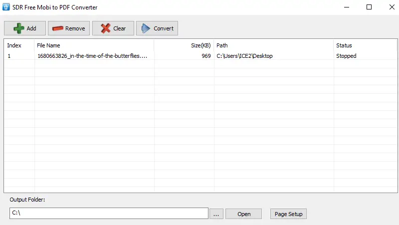 SDR Free MOBI to PDF converter 介面 SDR Free MOBI to PDF converter 介面