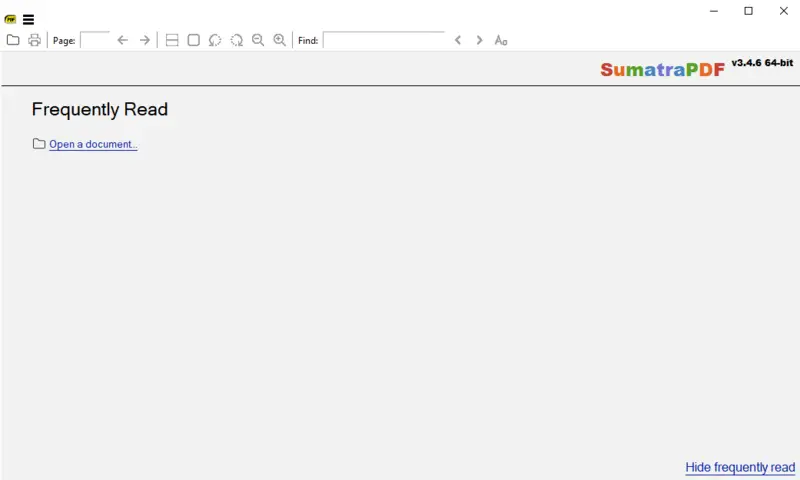 Вкладка Последние файлы читалки Sumatra PDF