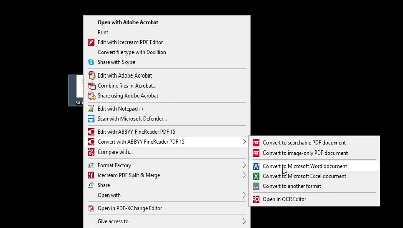 Convert scanned document to Word with Abbyy FineReader