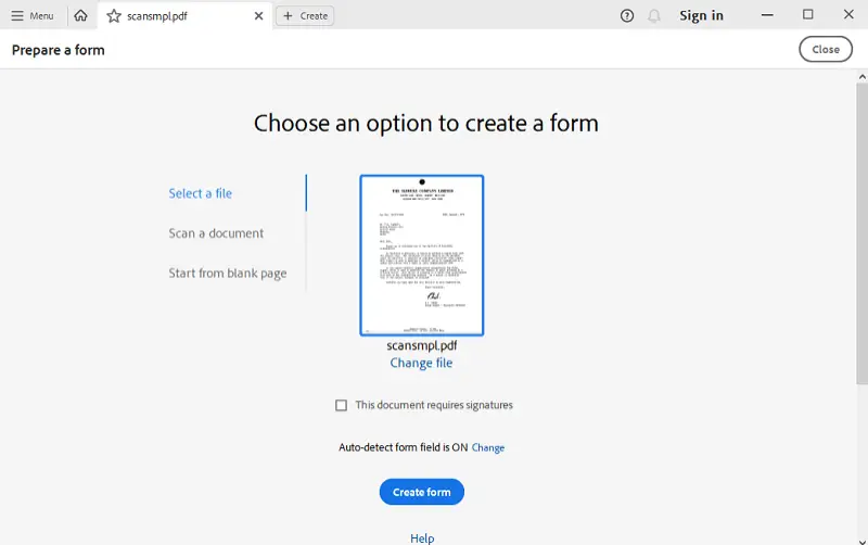 Form creation process Form creation process
