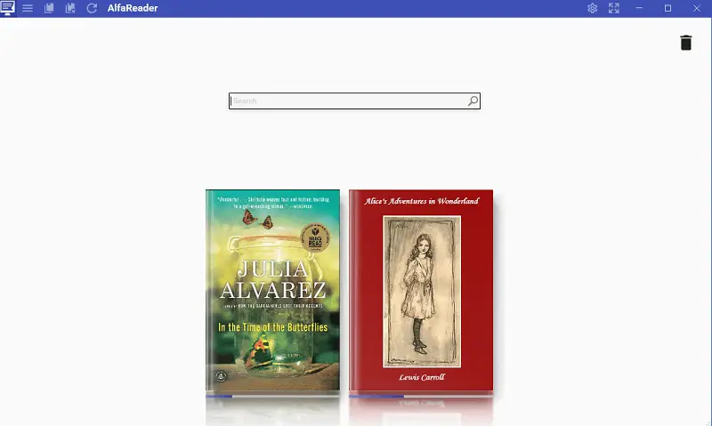 Main window of AlfaReader