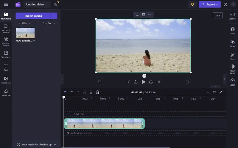 Clipchamp main window