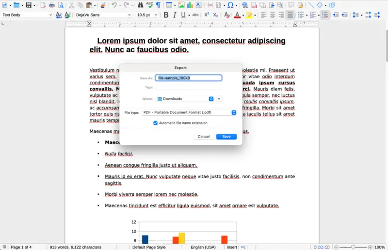 Изменить ODT в PDF с легкостью с помощтю LibreOffice