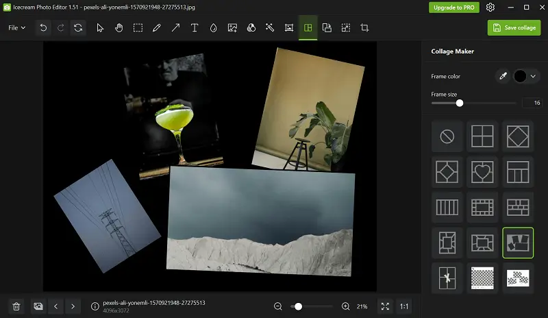 Customize frames to make a photo collage in Icecream Photo Editor