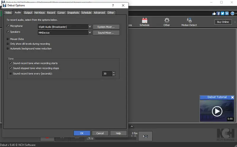 Debut Video Capture - settings