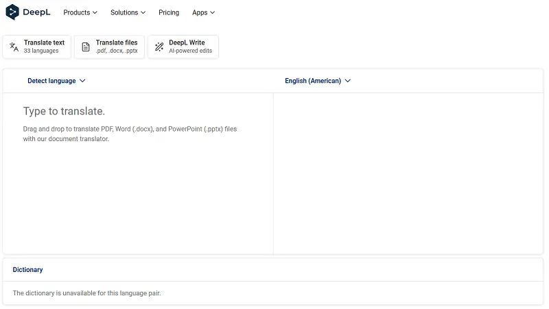 DeepL PDF translator interface DeepL PDF translator interface