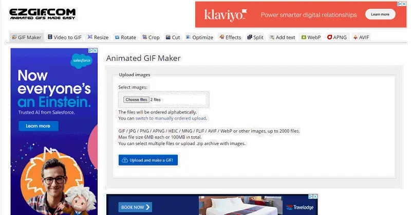 Upload files to Ezgif