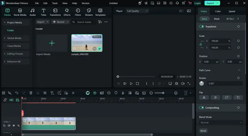 Desktop video editor interface