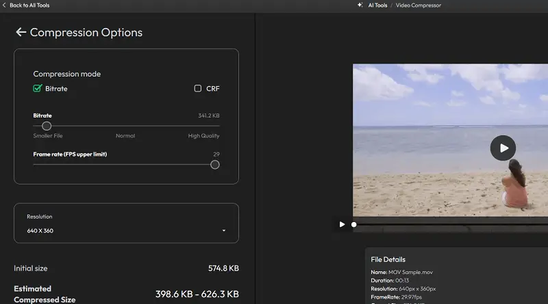 How to use MOV size reducer by Flixier
