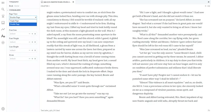 EPUB reader interface