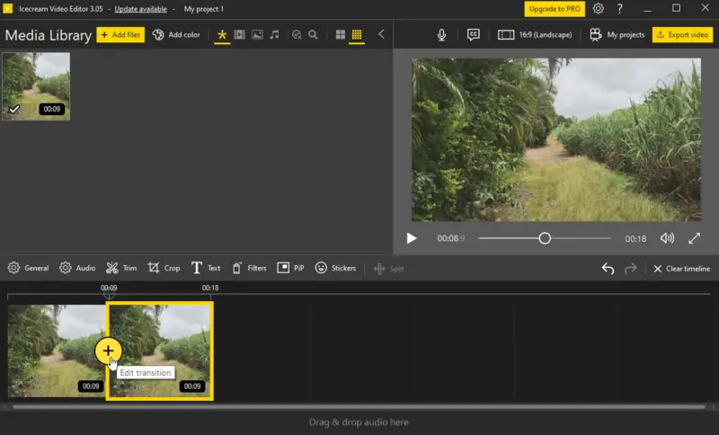 Add transition to WebM files in Icecream Video Editor