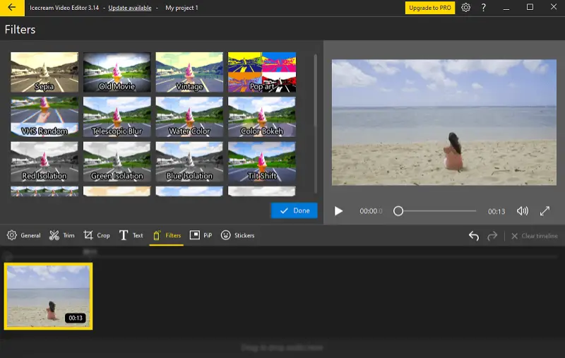 Icecream Video Editor video editing filters