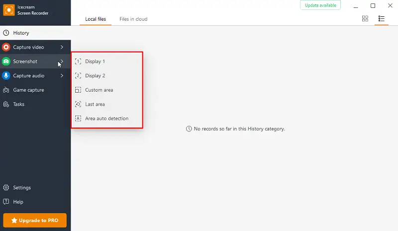 Free screenshot taker options in Icecream Screen Recorder