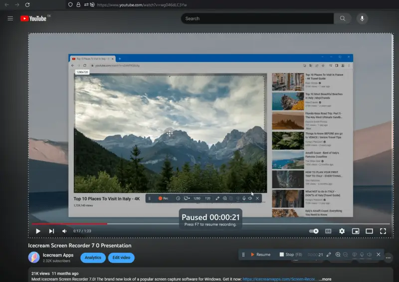 Capturing YouTube videos